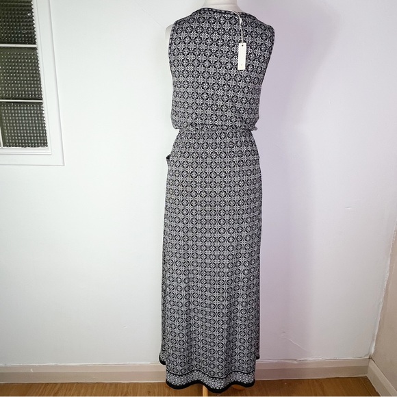 Max Studio Black & White Tile Print Sleeveless Maxi Dress With Pockets Size S - Picture 7 of 7
